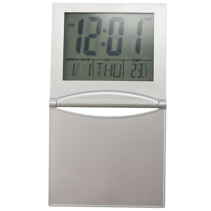 Mini Travel Alarm Clock, Digital Lcd Display Desk Foldable Clocks with Snooze Backlight Temperature