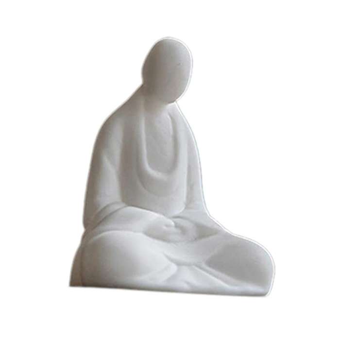 Mini White Ceramic Buddha Statue Meditating Buddha Statue Style Home Decoration Miniature Landscape
