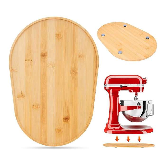 Mixer Sliding Slider Compatible Bowl Lift Mixer - Bamboo Kitchen Countertop Storage Mover Sliding Ca