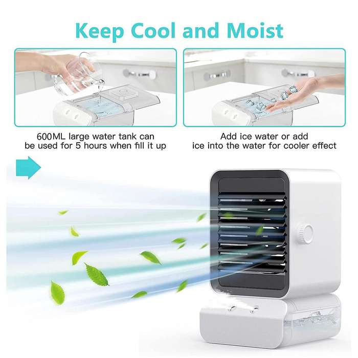 Mobile Air Conditioner Mini Air Cooler, 4-In-1 Quiet Air Conditioner Air Cooler with 7 Colored Light