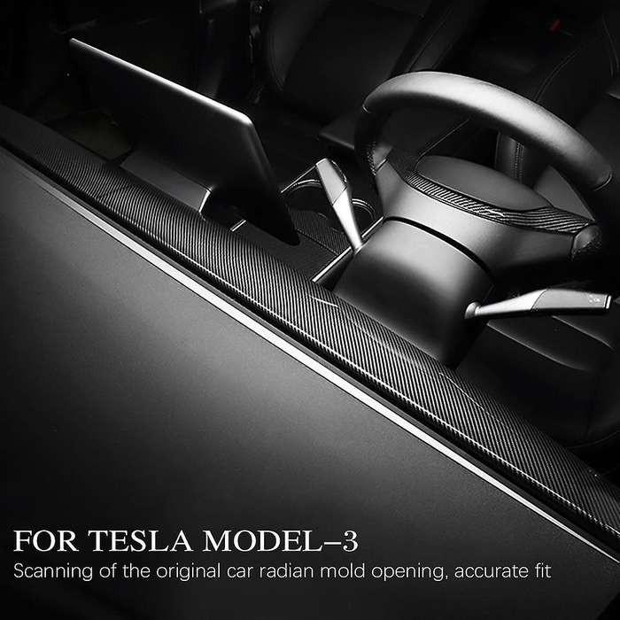 Model3 Car Center Console Trim for Model 3 2019-2021 Carbon Fiber Dashboard Panel Protective Patch A