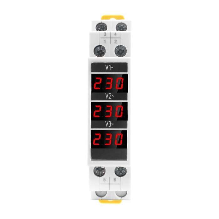 Modular Led Digital Three-phase Voltmeter for Din Rail Voltage Meter Ac80-500v