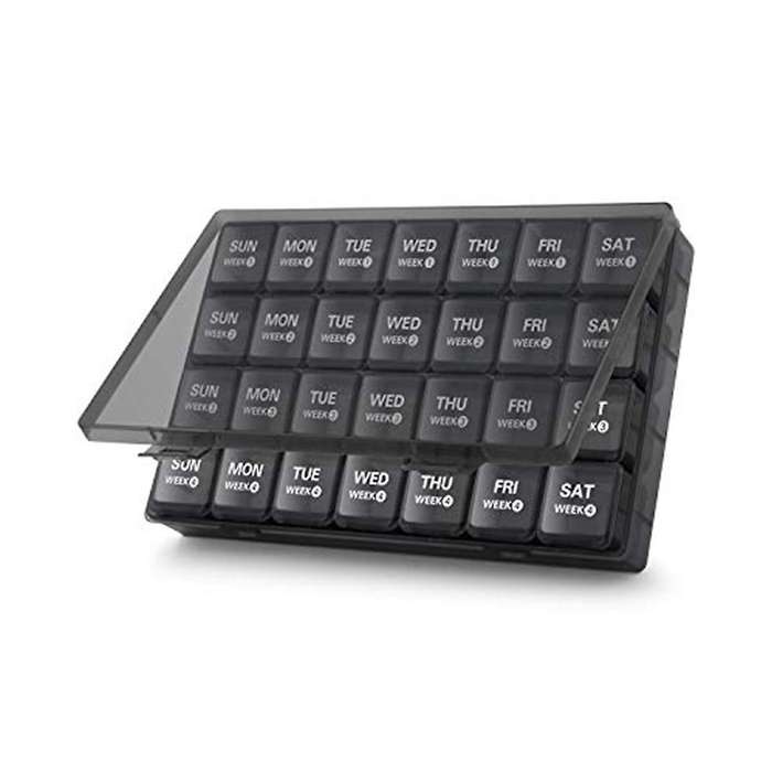 Monthly Pill Organizer 28 Day Pill Box Organizerd By Week, 4 Weeks Pill Cases with Dust-proof Contai