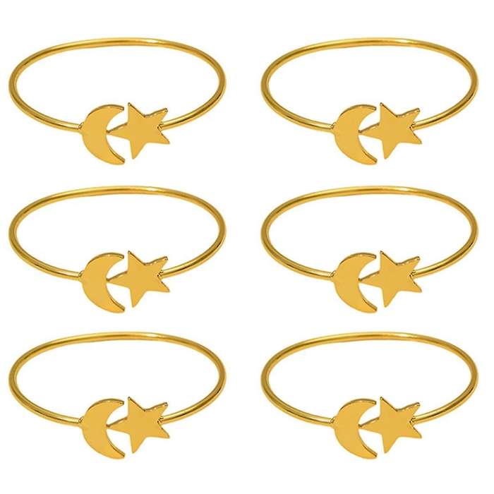 Moon Gold Napkin Rings Set Of 6pcs Party Decor for Cloth Napkins Napkin Holder - Kitchen Decor And