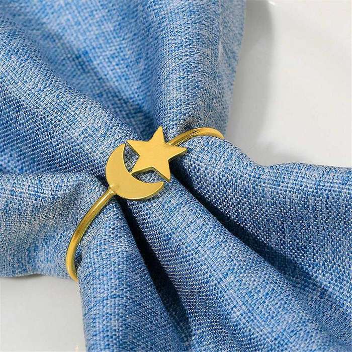 Moon Gold Napkin Rings Set Of 6pcs Party Decor for Cloth Napkins Napkin Holder - Kitchen Decor And