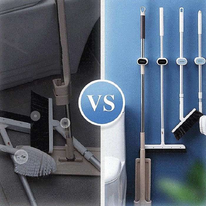 Mop and Broom Holder Perforated Free Wall-mounted Mop Holder Household Rack Kitchen Bathroom Rack