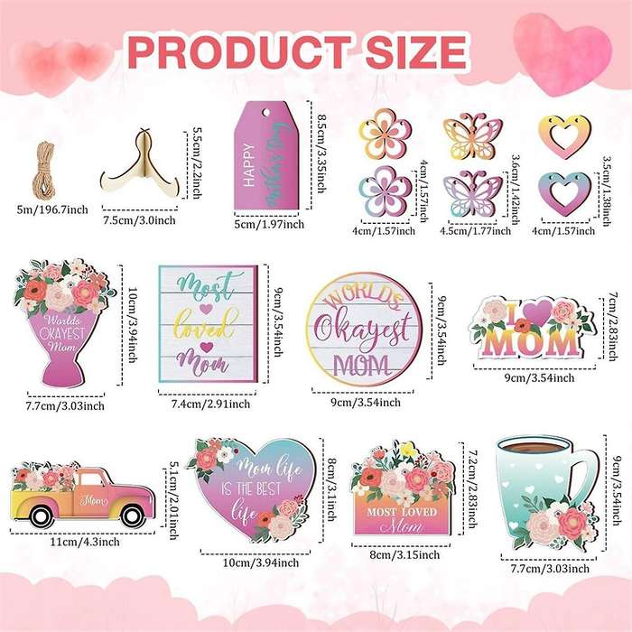 Mother'S Day Tray Wooden Crafts Layered Tray Decoration Home Pendant Creatives Decoration