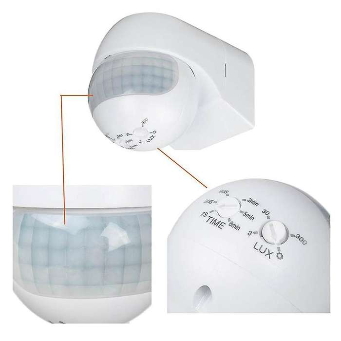 Motion Sensor 110V-230V Motion Detector Automatic Infrared PIR Sensor 180 Degree Rotating Outdoor Ti