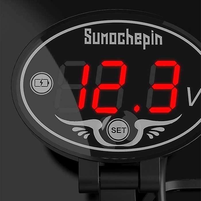 Motorcycle 12V Digital LED Display Voltmeter Voltage Indicator Monitor Detector ABS LED Mount Voltme