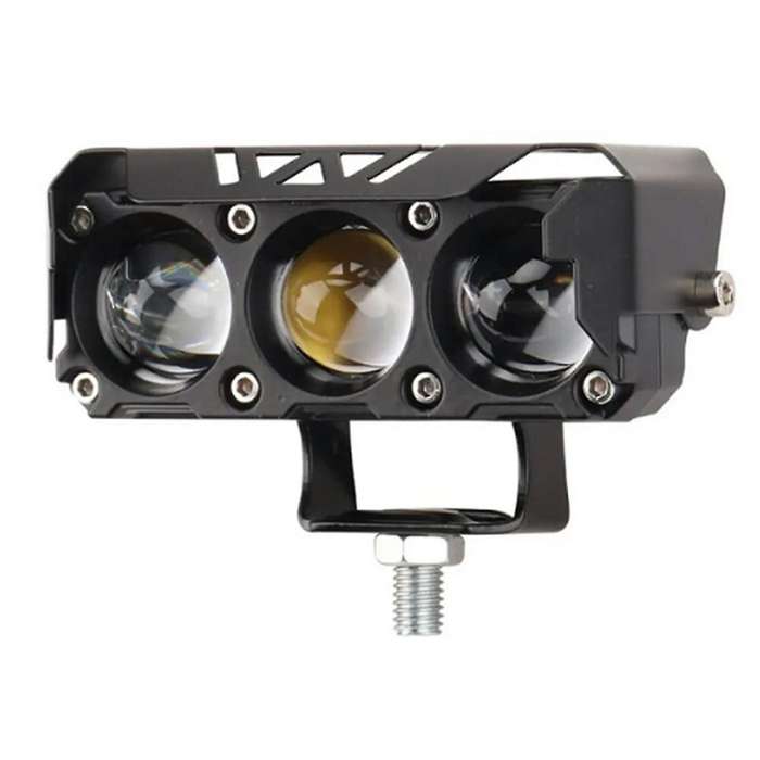 Motorcycle 18W LED Spotlights Head Light Lamp 9-60V Lens Dual Color Spotlight IP67 Waterproof Fog Li