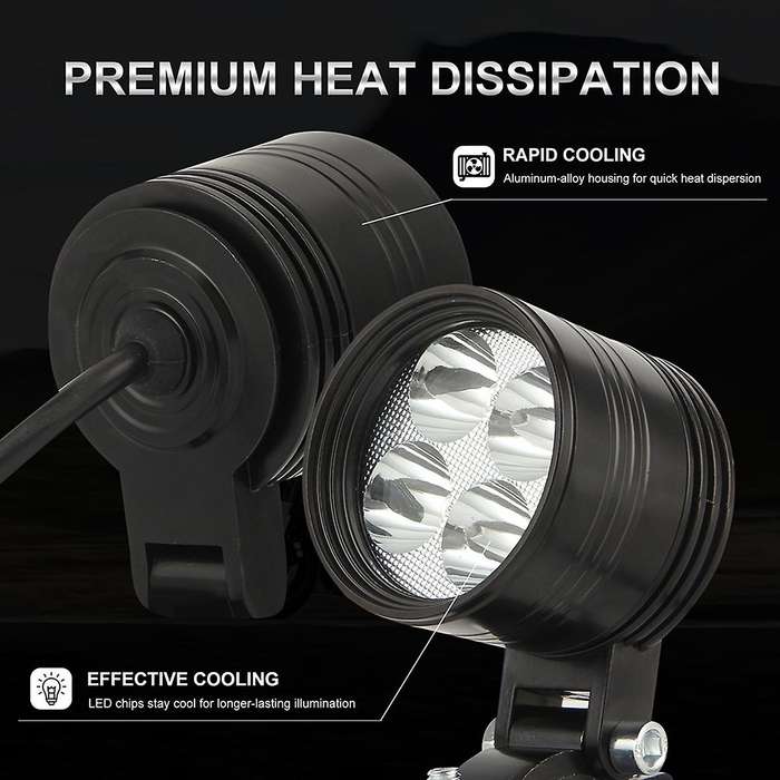 Motorcycle 4 LED Spot Light Headlight Fog Driving Lamp Lights 3 Modes 40W 4000LM 6000K 9-80V Motorcy