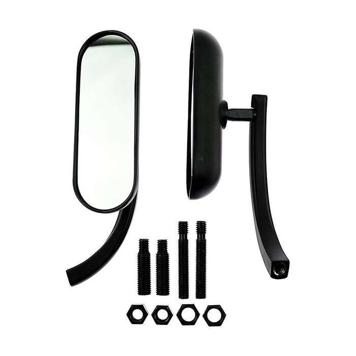 Motorcycle 8mm&10mm Mini Oval Mirrors Motorcycle Retro Rearview Mirror Black