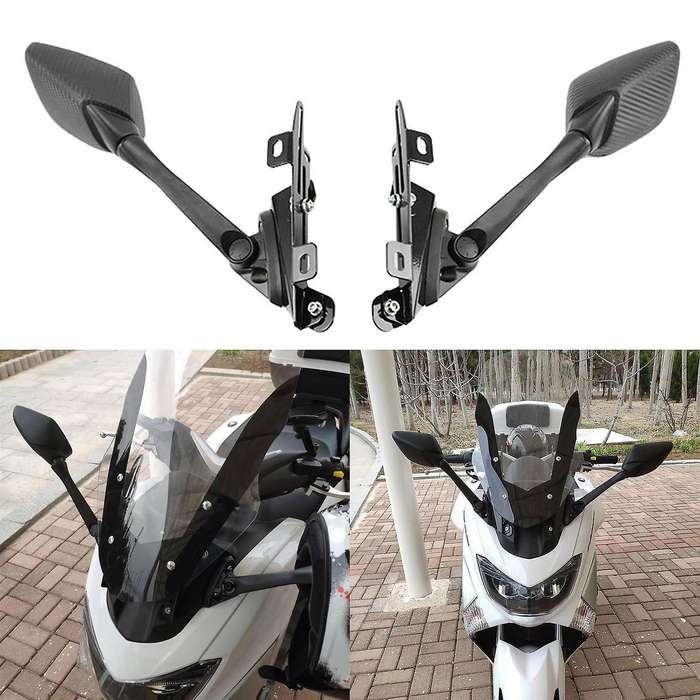 Motorcycle Carbon Fiber Front Rearview Mirrors with Bracke for Nmax155 N-Max 155