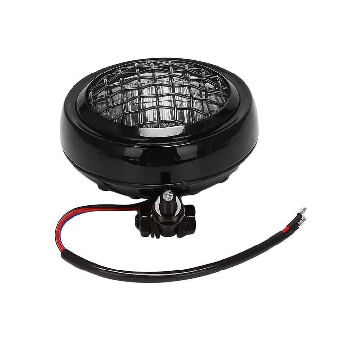 Motorcycle Fence Headlight 12V Retro Head Light for General Modified Motorcycles -Silver