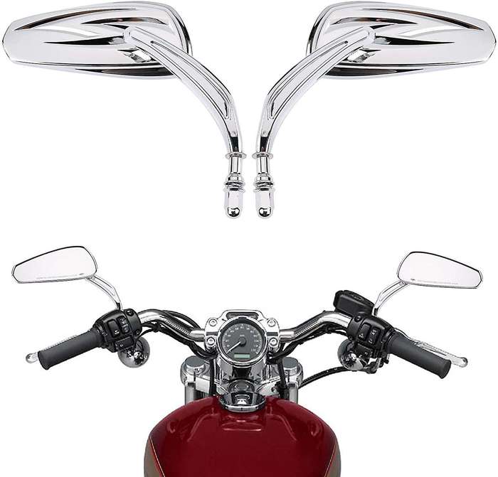 Motorcycle Flaming Chrome Side Mirrors Rearview Mirror for Softail Standard Glide Road Custom Tourin