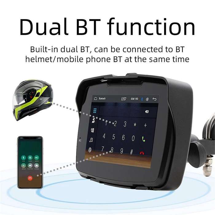 Motorcycle GPS Navigation IP65 Waterproof Wireless Carplay Android Auto Display 5 Inch Bluetooth Po