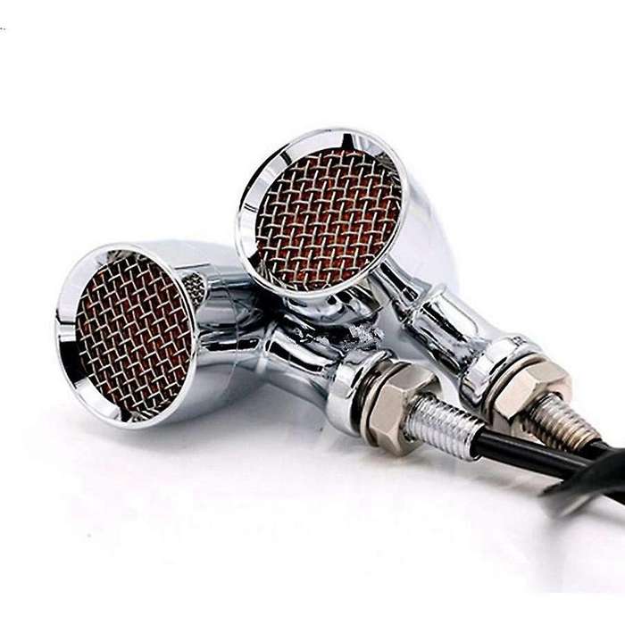 Motorcycle Grid Retro Turn Signal Light Indicators LED Brake Light Universal for Cruise Prince 4Pcs,