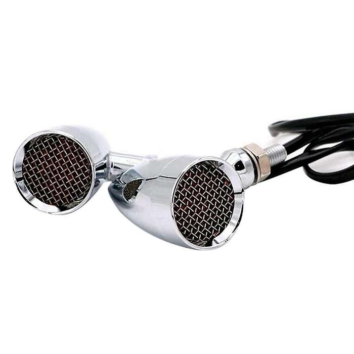 Motorcycle Grid Retro Turn Signal Light Indicators LED Brake Light Universal for Cruise Prince 4Pcs,