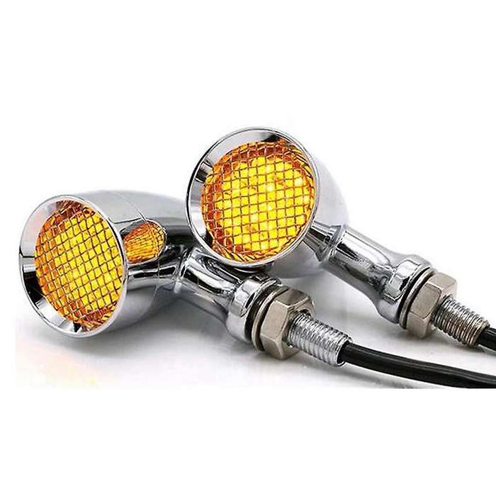 Motorcycle Grid Retro Turn Signal Light Indicators LED Brake Light Universal for Cruise Prince 4Pcs,