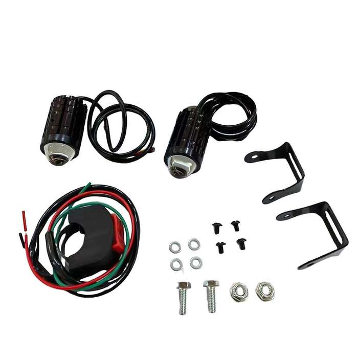 Motorcycle High Power Lens Spotlight 6000K LED Dual Color External Spotlights 8-80V Headlights with