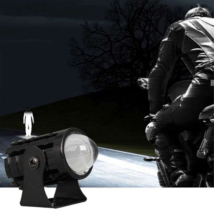 Motorcycle High Power Lens Spotlight 6000K LED Dual Color External Spotlights 8-80V Headlights with