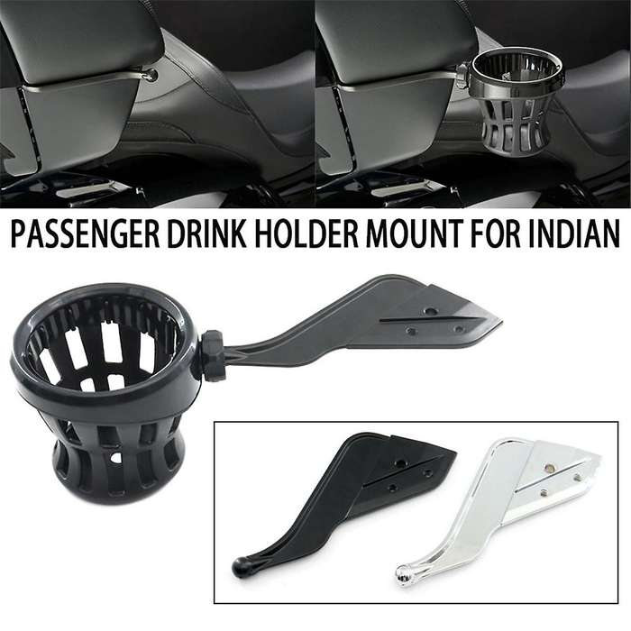 Motorcycle Passenger Drink Cup Holder Mount for Indian Pursuit Pursuit Limited Black