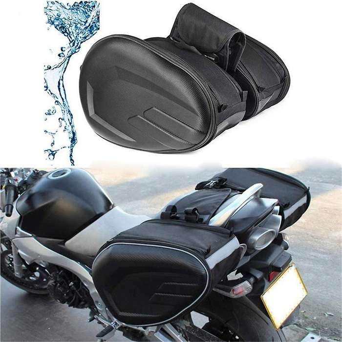 Motorcycle PU Leather Waterproof Rear Back Seat Bag 36L-58L Travel Bag Saddle Bag Side Helmet Bag Ri