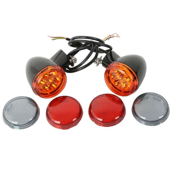 Motorcycle Rear Amber Turn Signals Lights Bracket Motorcycle Light for XL 883 1200 1992-Up (Black)