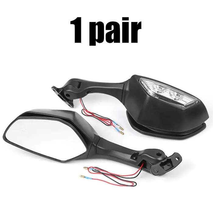 Motorcycle Rearview Mirrors with LED Turn Signals Lights for Ninja -10R ZX10R 10R 2011-2015