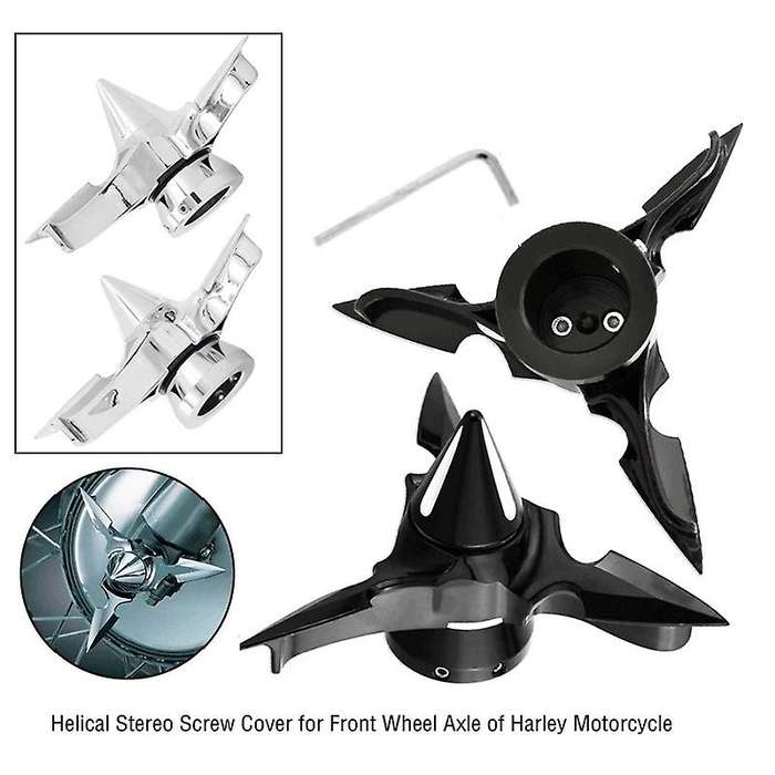 Motorcycle Spun Blade Spinning Front Axle Cap Nut Cover for XL883 XL1200 X48 Softail XL XG(Black)