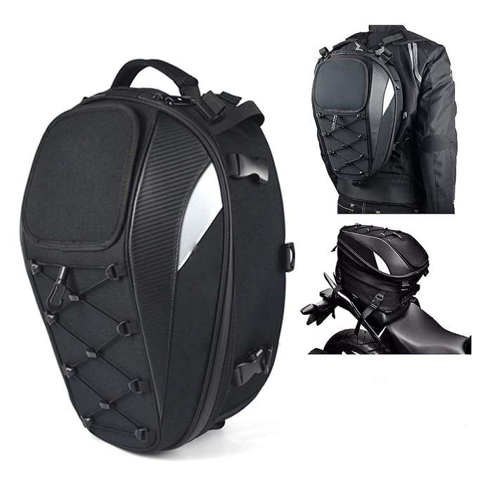 Motorcycle Tail Bag, Seat Bag, Dual Use Motorcycle Waterproof Helmet Bag for Motorbike, Dirt Bike