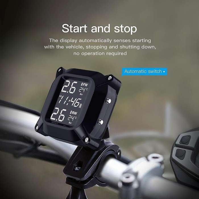 Motorcycle Tpms Wireless Tire Pressure Temperature Monitoring System Lcd Screen USB Quick Charge wit