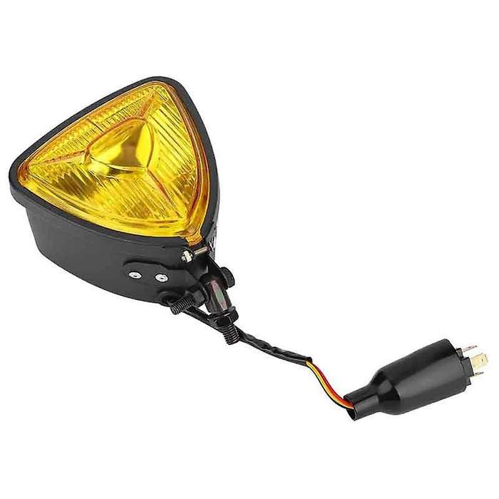 Motorcycle Universal Triple-cornered Headlight for Chopper Cafe Amber Front Head Light Lamp