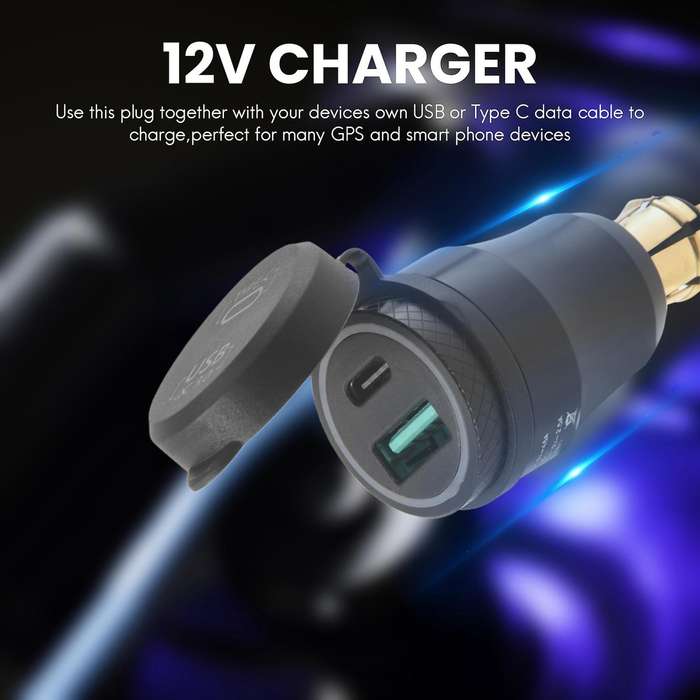 Motorcycle Waterproof Fast Charger with Usb Type-C Port 12V/24V Qc3.0 Adapter Din Plug Socket for B