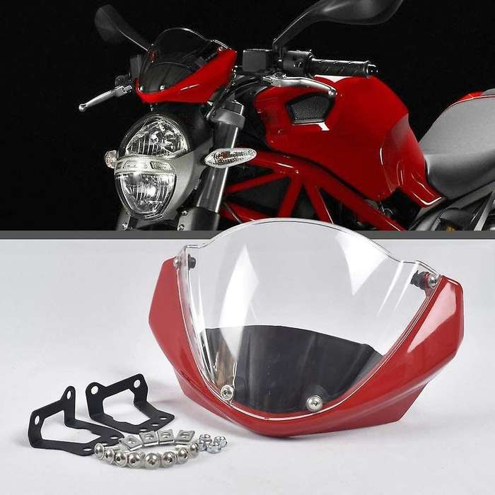 Motorcycle Windshield Head Cover Windshield Fairing for Monster 696 795 796 M1100, Red