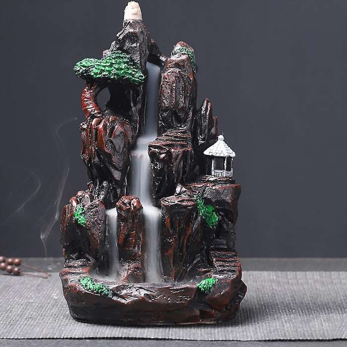 Mountains River Burner Fountain Resin Backflow Aroma Smoke Censer Holder Incense Censer Decor