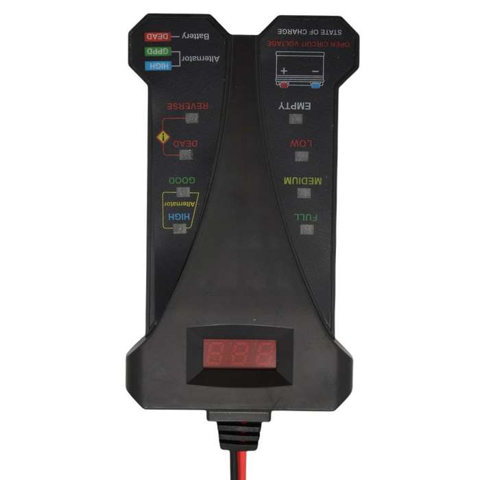 MP0514A 12V Digital Battery Tester Voltmeter and Charging System Analyzer with LCD Display and LED