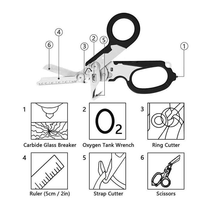 Multi -Function Scissors, Emergency Scissors, Tape Cutting Machines and Glass Crusher Expert Foldin