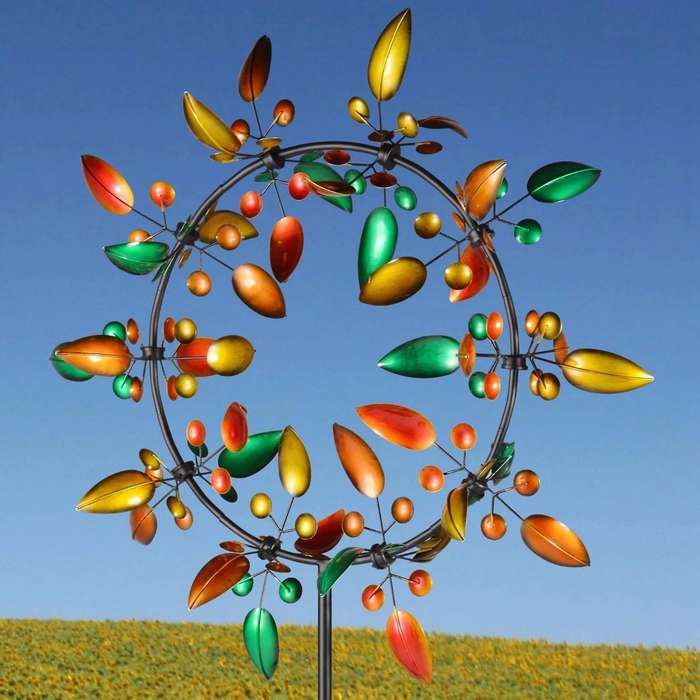 Multi Color Wind Sculpture Spinner Unique Metal Windmill Yard Garden Farm Outdoor Spinners Catchers