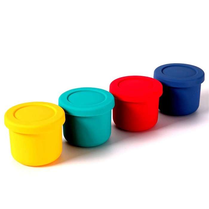 Multi-color Silicone Food Storage Container, Set Of 4, Reusable Airtight Food Containers with Lid, S
