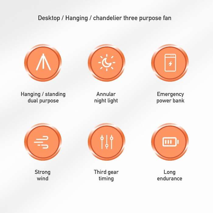 Multifunction USB Chargeable Desk Tripod Stand Air Cooling Fan with Night Light Outdoor Ceiling Fan,