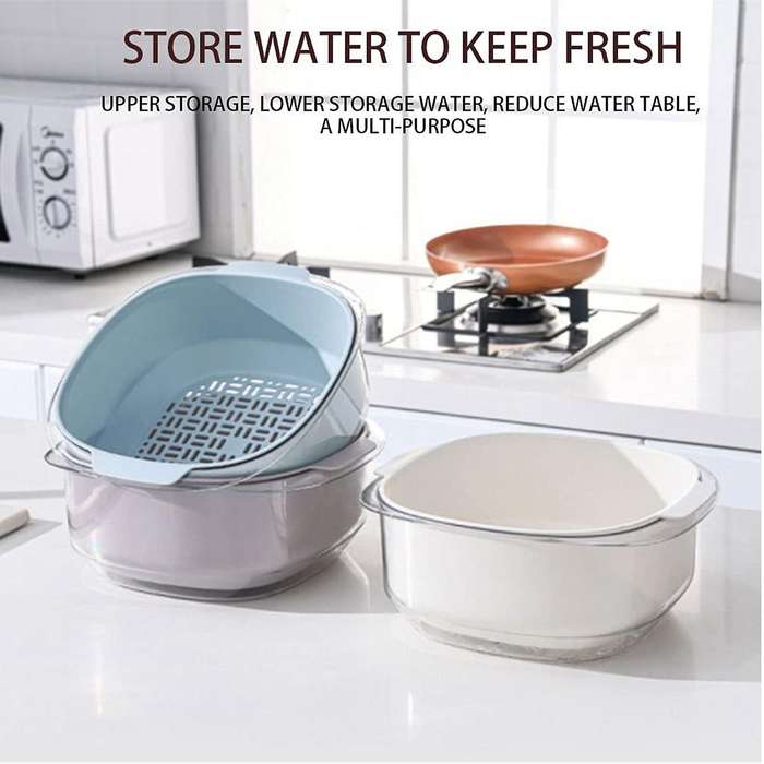 Multi-Functional Double-Layer Plastic Drainage Basin and Basket Mixed Fruit and Vegetable Filter Cl