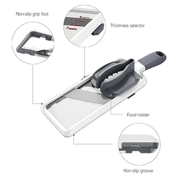 Multifunctional Vegetable Cutter - Adjustable Stainless Steel Blade, Safety Features, Slicing of Fru