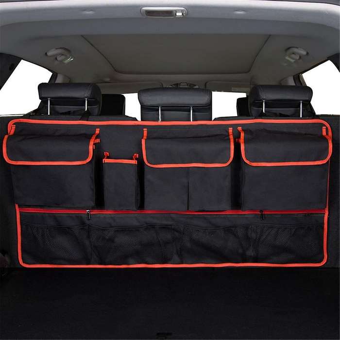 Multi-pocket Car Trunk Organizer Hanging Back Seat Storage Bag with 9 Pockets Waterproof Oxford Clo