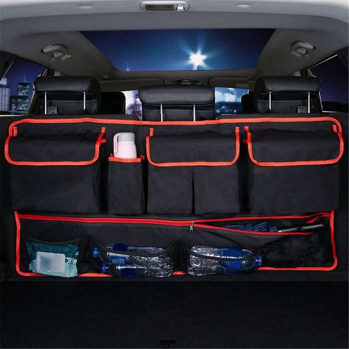 Multi-pocket Car Trunk Organizer Hanging Back Seat Storage Bag with 9 Pockets Waterproof Oxford Clo