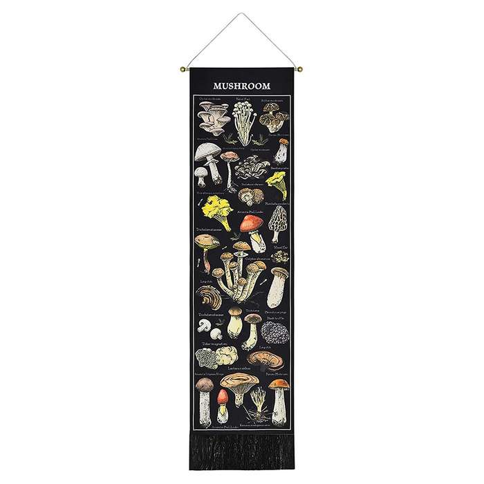 Mushroom Tapestry Black Background Tapestry Vertical Tapestry Chart Tapestry Wall Hanging for Room(1