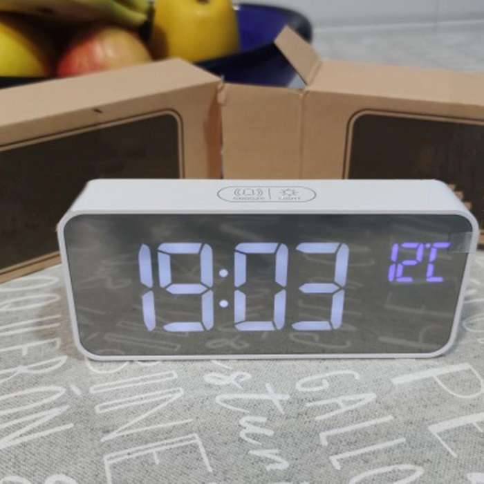 Music Alarm Clock LED Digital Clock 2 Alarms Voice Control Snooze Temperature Display