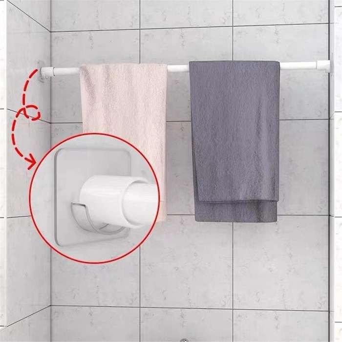 Nail-Free Pole Bracket Shower Holders Retainers Mounts Racks Home Transparent