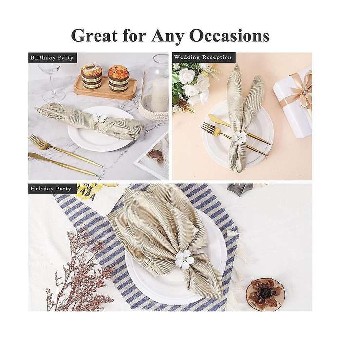 Napkin Rings ,12 Pcs Flowers Napkin Ring Holders Dinner Tables Rings Elegant Ornament Table Setting