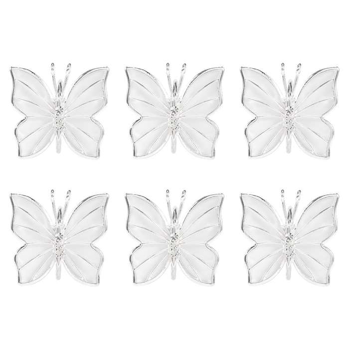 Napkin Rings Set Of 6 Serviette Buckle Holder Handmade Decorations for Easter, Family Gathering(sil